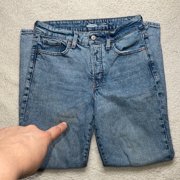 Old Navy Jeans Distressed Denim OG Straight High Rise secret slim pockets Size 2 - Picture 3 of 10